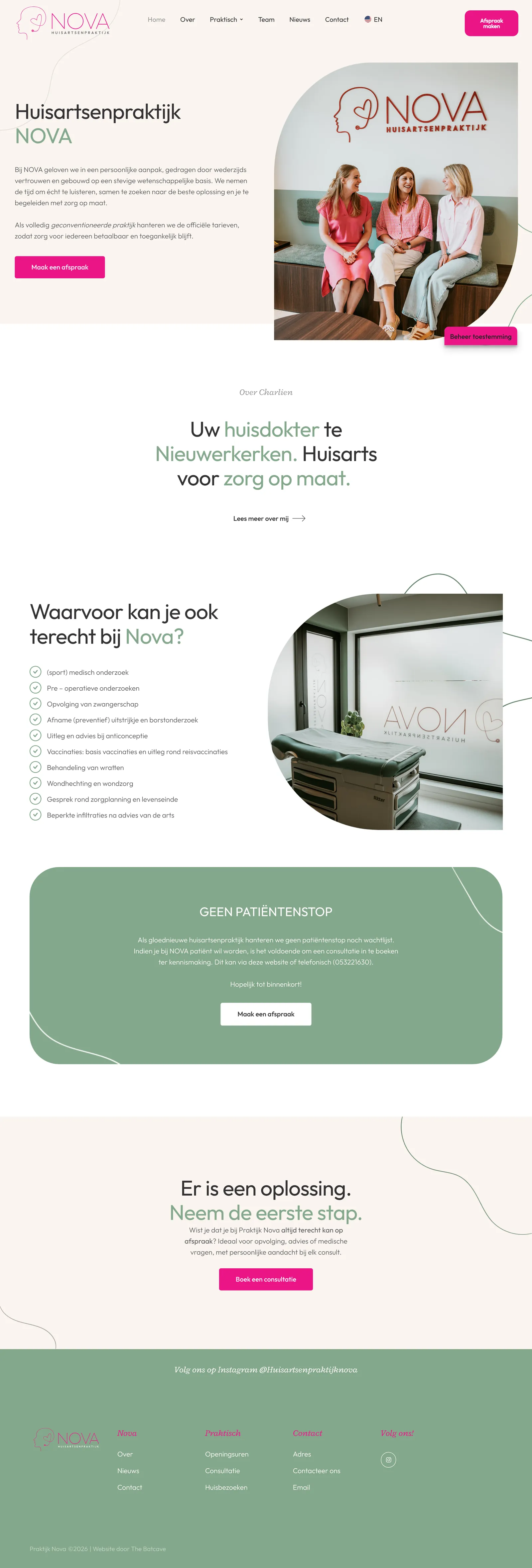 Volledige homepage van praktijknova.be